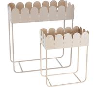 Lot de 2 pots sur pied en métal à bord ondulé SENSE