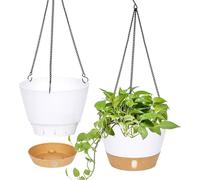 Lot de 2 pots suspendus, diamètre 25,4 cm, pour intérieur et extérieur, avec trou de drainage, couleur blanche