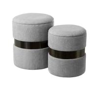Lot de 2 poufs Arcon en Tissu et MDF Gris Clair
