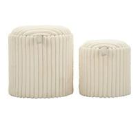 Lot de 2 Poufs Coffre Göteborg cylindrique Polyester D.40xH.42cm Blanc Blanc