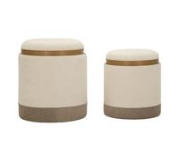 Lot de 2 Poufs Coffres "Bergene" 47cm Crème