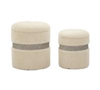 Mauro ferretti Lot de 2 poufs avec rangement - Crème