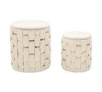 Lot de 2 Poufs Coffres "Shanty" 42cm Crème & Or
