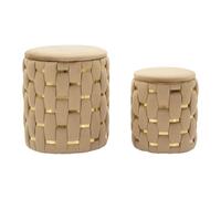 Pouf avec rangement en velours doré et métal