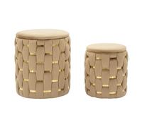 Lot de 2 Poufs Coffres "Shanty" 42cm Marron & Or