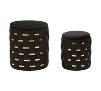 Lot de 2 Poufs Coffres Shanty 42cm Noir & Or