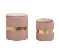Lot de 2 Poufs Coffres "Sheffild" 42cm Rose & Or