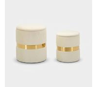 Lot de 2 poufs de rangement ronds rembourrés Sheffild