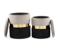 Paris prix Lot de 2 poufs velours - Gris