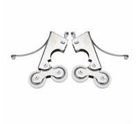 Lot de 2 poulies silencieuses à double roue pour porte coulissante en acier inoxydable pour placard (rainures doubles)