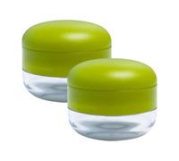 Lot de 2 presse-ail et hachoir avec récipient de rangement, hachoir manuel en acier inoxydable pour la préparation des aliments, outil compact pour broyeur d'herbes et gingembre, facile à nettoyer, 7