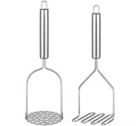 Lot de 2 presse-purée en acier inoxydable pour purée de pommes de terre, avocat, nourriture pour bébé - Presse-purée robuste - Ustensile de cuisine argenté