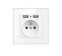 Lot de 2 Prise murale, double port USB, 16 A, protection court-circuit, norme européenne, intérieur résidentiel .