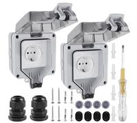 Lot de 2 prises extérieures étanches IP66 - Prise extérieure - Étanche à la poussière et à l'eau - Pour jardin, cuisine, garage, buanderie, extérieur