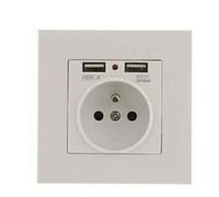 Lot de 2 Prises Murales, Prise Electrique Murale avec Double USB 5V/2100mA, Prise Encastrable avec 2
