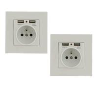 Lot de 2 Prises Murales, Prise Electrique Murale avec Double USB , Prise Encastrable avec 2 Ports de USB Pratique et Manialble