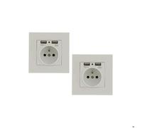 Lot de 2 Prises Murales, Prise Electrique Murale avec Double USB , Prise Encastrable avec 2 Ports de USB Pratique et Manialble