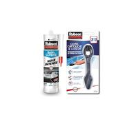 Lot de 2 produits Rubson - Mastic Bain & Cuisine Couleur Noir Intense, Joint silicone multi-matériaux renforcé en antifongiques, mastic sanitaire coloré, souple & étanche, 280 ml & Ouvre cartouche et lisseur