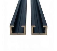 Lot de 2 profilés en C en aluminium noir - 17 x 11 mm - 1 m chacun - Anodisé Black Edition - Avec rainure de perçage pour vis M8 - Rail de guidage pour table de fraisage, butée et système de rails