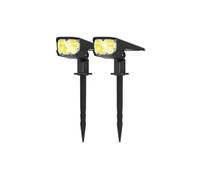 KYF Projecteur paysagiste solaire extérieur – Lot de 2, haute luminosité, mural et sur piquet