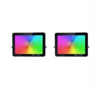 Lot de 2 projecteurs LED intelligents 50 W, éclairage RGB à changement de couleur, Bluetooth + Wi-Fi, étanche IP66, prise UE.