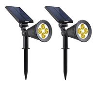 Lot de 2 projecteurs solaires à LED Spiky - LUMI JARDIN - 200 Lumens - Blanc chaud - Etanche - 34 cm