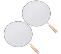 Lot de 2 protections anti-éclaboussures pour poêle à frire en acier inoxydable de 33 cm avec poignée, protection contre les éclaboussures en maille bloque l'huile chaude pour garder les poêles pro