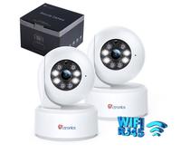 Lot de 2 PTZ Caméra Surveillance 4MP CTRONICS Intérieur 2,4/5Ghz WiFi 360° Caméra Connectée Smartphone pour Bébé, Détection Humaine