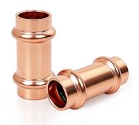 Lot de 2 raccords à pression en cuivre - 18 mm - Pour eau potable et installations de chauffage - Manchon coulissant en cuivre pour tuyau de diamètre extérieur de 18 mm - Raccord à pression - Contour