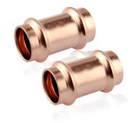 Lot de 2 raccords à pression en cuivre de 28 mm | Manchon de raccord pour pressage en V - Convient pour eau potable - Pour chauffage - Diamètre extérieur du tuyau : 28 mm