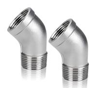 Lot de 2 raccords de tuyau à 45 degrés, 3/4" IG x AG coude 45 degrés | Raccord coudé en acier inoxydable 3/4" - Raccord coudé à 45° - Raccord coudé DN20 - Pour eau potable