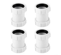 Lot de 2 raccords de tuyau droits de 40 mm en PP avec joint, raccord en PVC blanc pour tuyau d'évacuation dans la salle de bain et la cuisine (4 pièces)
