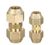Lot de 2 raccords d'extension de tuyau, 1/4" et 3/8", double mamelon, raccord de tuyau en cuivre AC sans soudure, avec écrou de raccordement pour climatiseurs sanitaires