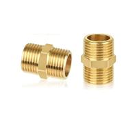 Lot de 2 raccords doubles 1/2" filetage extérieur en laiton, double connecteur hexagonal 1/2", raccords filetés en laiton (19 mm de diamètre), convient pour les systèmes de chauffage et d'eau potable