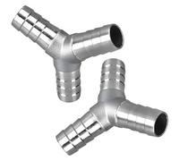 Lot de 2 raccords en Y à embout cannelé en acier inoxydable 304, diamètre extérieur 0,5 po, té égal à 3 voies, raccord splicer mender union pour tuyaux, eau, carburant et air, montage pratique
