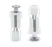 Lot de 2 raccords et fixations pour siège de toilette - Vis de charnière pour couvercle de toilette - Boulons de fixation en nylon - Écrous extensibles - Kit de vis pour housses de WC (M6)