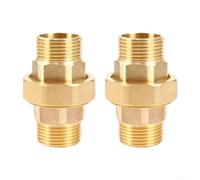 Lot de 2 raccords filetés en laiton double filetage extérieur pour eau chauffage gaz 1/2 3/4 1 pouce joint conique (4 points)
