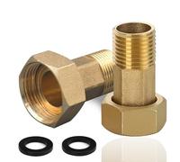 Lot de 2 raccords pour compteur d'eau en laiton, filetage extérieur 3/4" x 1" IG en laiton avec six pans, diamètre extérieur 25 mm et filetage intérieur de 32 mm