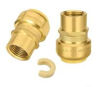 Lot de 2 raccords push-on en laiton 1/2" avec filetage intérieur NPT, sans plomb pour tuyau PEX/CPVC/cuivre, installation sans outil jusqu'à 200 PSI/200 °F, avec clip de démontage pour eau potable et