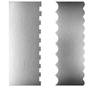 Lot de 2 racloirs à gâteau en acier inoxydable, lisseur de glaçage à motifs, avec bord droit et motif ondulé, idéal pour le glaçage, la crème et la décoration de gâteaux maison
