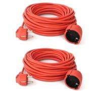 Lot de 2 rallonges O&W Security 30 m - Schuko, IP44 intérieur/extérieur, Orange, Flexible et Bien Visible, câble électrique/câble de Jardin, V13.
