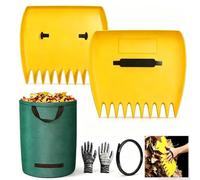 Lot de 2 Ramasse Feuilles à Main pour Jardin, avec Grands Sacs à déchets de Jardin de 210 L, Pelle à Feuilles en Plastique (34 × 25 cm) pour Feuilles et résidus de Tonte, ramassage des Feuilles