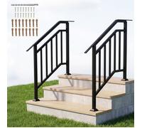 Lot de 2 Rampe d'Escalier pour 0-3 Marches COSTWAY-Rambarde Flexible-Kit d'Installation-en Métal-Garde-Corps-Béton,Entrée,Porche