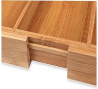 Lot de 2 range-couverts en bambou et bois - Réglables - Dimensions : 30-48 x 46 x 5 cm - Insert de tiroir - 5 à 7 compartiments - Range-couverts de cuisine, profondeur 47 cm