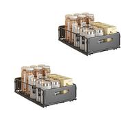 Lot de 2 Rangement Sous Evier En Inox-Tiroir Coulissant Cuisine,Rangement Cuisine Avec Garde-Corps,Multifonction Rangement Et Organisation De Cuisine Pour Cuisine/Salle De Bain.(37.5x24.5x10cm)