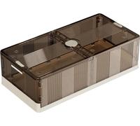 Lot de 2 rangements sous lit - Boîte de rangement - Plastique - Pliable avec roulettes - Très grande taille - Étanche à la poussière - Rectangulaire - Transparent Marron