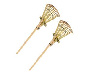 Lot de 2 râteaux de Jardin Japonais en Bambou Blanc 19,6 Pouces | Pour racines de plantes, tamisage du sable et nivellement rapide, outil léger pour bac à sable et surfaces