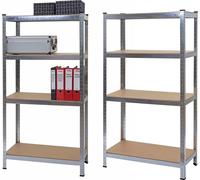 lot de 2 rayonnages pour charges lourdes HWC-D67, rayonnage d'atelier enfichable, 160x80x40cm, charge admissible 320kg chacun MVG ~ galvanisé