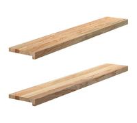 Lot de 2 rebords de fenêtre en chêne massif non traité - 120 x 20 x 2 cm - Accessoires de montage pour cadre de fenêtre, cadre à battants, joints, réparation, rénovation, protection thermique