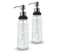 Lot de 2 recharges pour un distributeur de savon de 250 ml de True Fruits, distributeur à pompe, distributeur de liquide vaisselle, acier inoxydable, salle de bain et cuisine, distributeur de gel douc